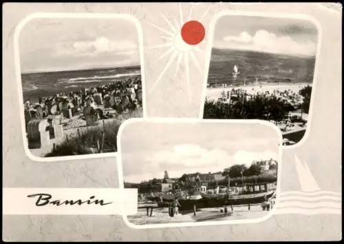 Ansichtskarte Bansin-Heringsdorf Usedom 3 Bild Strand und Hafen 1961