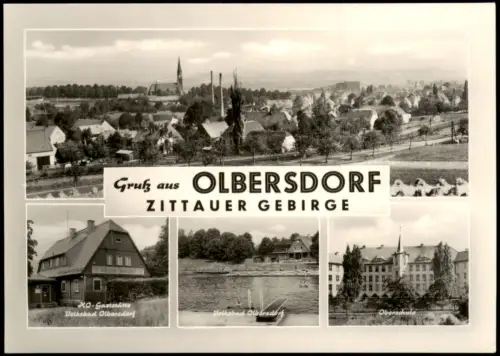 Ansichtskarte Großolbersdorf Stadt Gaststätte Schule Volksbad 1967