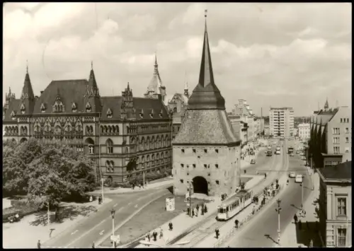 Ansichtskarte Rostock Straßenpartie am Steintor 1966
