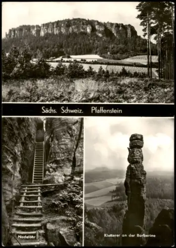 Pfaffendorf-Königstein Sächsische Schweiz 3Bild Pfaffenstein und Barbarine 1972