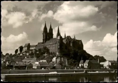 Ansichtskarte Meißen Albrechtsburg mit Hafen - Fotokarte 1958