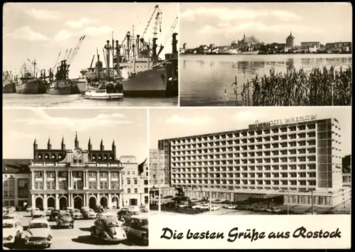 Ansichtskarte Rostock Mehrbild Hotel Warnow Hafen Markt Stadt 1969
