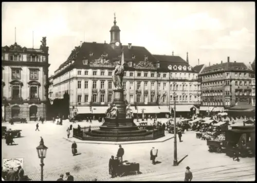 Dresden Altmarkt Altem Rathaus, Löwen Apotheke Germania Denkmal 1945 1978