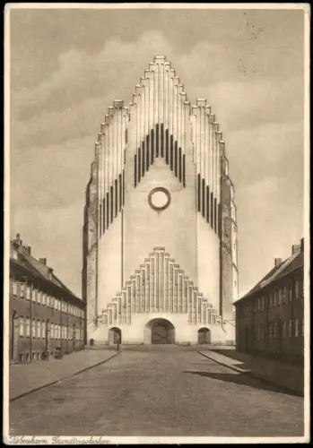 Postcard Kopenhagen København Grundtvigskirken Kirche 1940