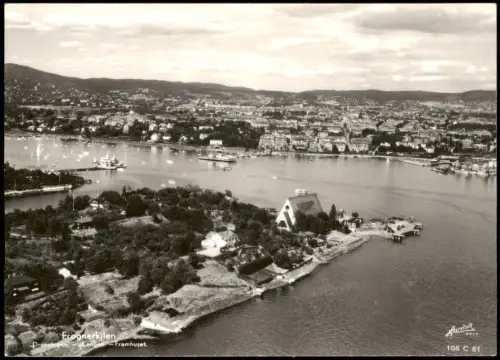 Oslo Kristiania Luftbild (Oslo) Frognerkilen Dronningen-Kongen Framhuset 1960