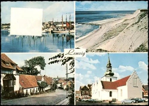 Postcard Lemvig Mehrbild-AK Kirken Museet Havne-Partie uvm. 1972
