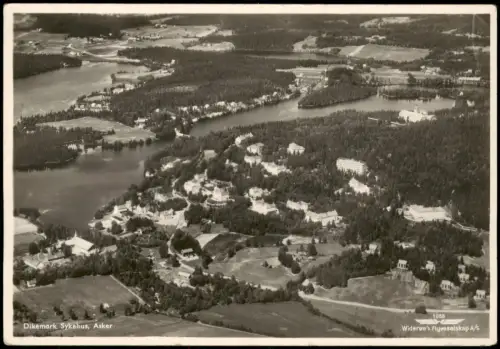 Postcard Asker Luftbild Luftaufnahme Dikemark Sykehus, Asker 1950