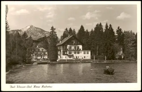 Ansichtskarte Bad Wiessee Haus Hubertus Ruderboot 1952