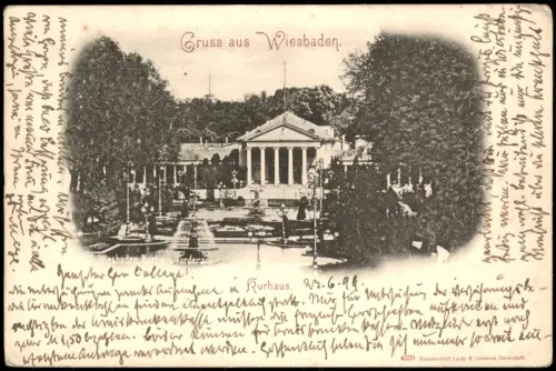 Ansichtskarte Wiesbaden Kurhaus Vorderseite 1899