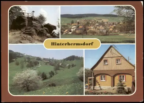 Hinterhermsdorf-Sebnitz DDR Mehrbild-AK mit Ortsteil Neudorf, Teilansicht 1985
