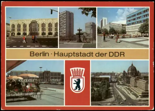 Berlin DDR Mehrbildkarte mit Ortsansichten aus dem Ostteil der Stadt 1988