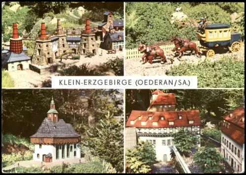 Oederan DDR Mehrbildkarte mit dem Miniaturpark Klein-Erzgebirge 1984