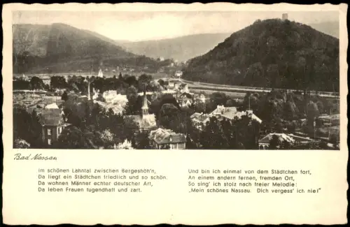 Ansichtskarte Nassau (Lahn) Stadtblick - Gedicht 1961