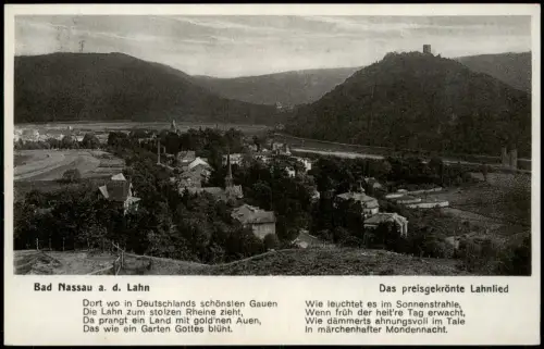 Ansichtskarte Nassau (Lahn) Stadtblick - Lahnlied 1936