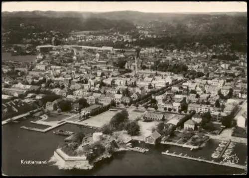 Postcard Christianssand Kristiansand Luftbild Aerial View Kristiansand 1954