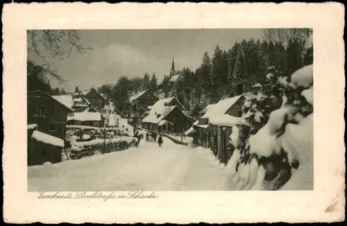 Ansichtskarte Schierke Verschneite Dorfstrasse Winter 1925