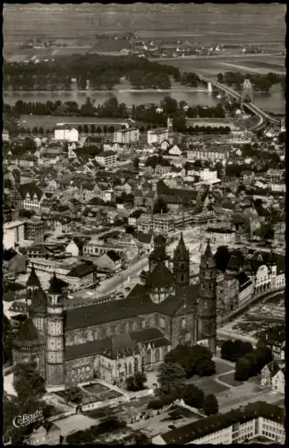 Ansichtskarte Worms Luftbild Innenstadt zerstörte Häuser 1959