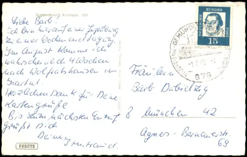 Ansichtskarte Rieneck Luftbild Stadt und Jugendburg 1963