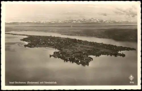 Ansichtskarte Insel Reichenau Luftaufnahme Luftbild mit Säntisblick 1932