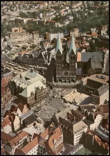Ansichtskarte Bremen Luftbild Luftaufnahme Marktplatz 1964