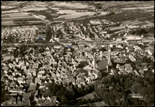 Ansichtskarte Öhringen Luftbild Fliegraufnahme aus großer Höhe 1962