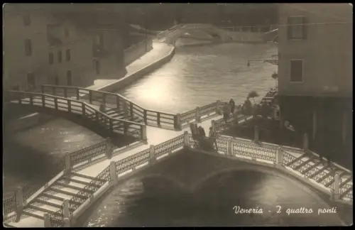 Cartolina Venedig Venezia I quattro ponti bei Mondschein Fotokarte 1940