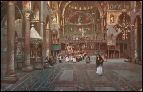 Cartolina Venedig Venezia Markusdom Basilica di San Marco Procession 1914