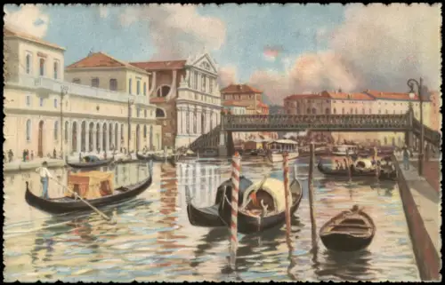 Cartolina Venedig Venezia Stazione ferroviaria. 1928