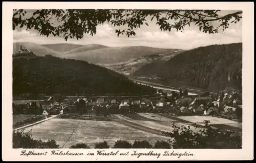 Werleshausen-Witzenhausen im Werratal mit Jugendburg Ludwigstein. 1952