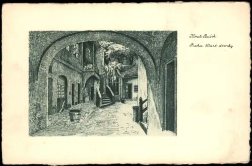 Postcard Prag Praha Staré dvorky Konst Künstlerkarte Busek 1928