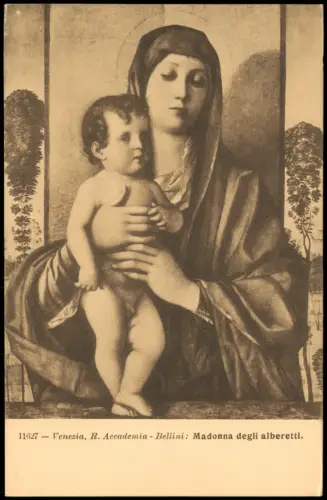 Künstlerkarte Gemälde Venezia Bellini Madonna degli alberetti 1916