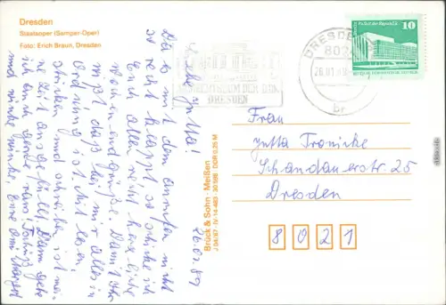 Ansichtskarte Innere Altstadt-Dresden Semperoper 1987
