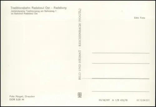 Ansichtskarte Radebeul Traditionsbahn im Bahnhof 1978
