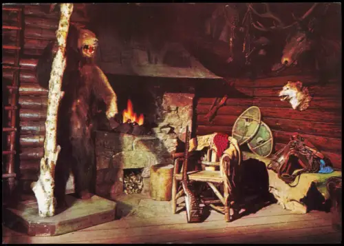 Ansichtskarte Radebeul Karl-May-Museum: Blockhütte mit Bär 1978/1974