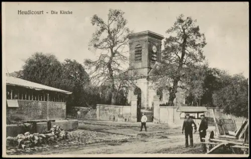 CPA Heudicourt Ortsansicht mit Kirche Eglise 1918