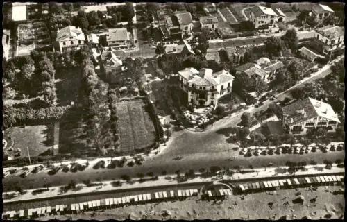 CPA Hendaye Hendaia Luftbild Luftaufnahme vom Strand La Plage 1950