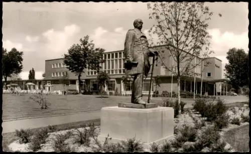 Ansichtskarte Düren Bismarckdenkmal und Stadthalle 1958