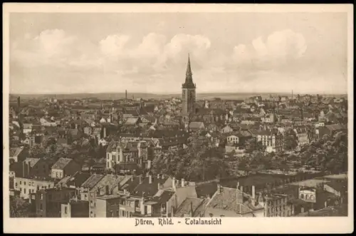 Ansichtskarte Düren Totale - Blick über die Stadt 1916