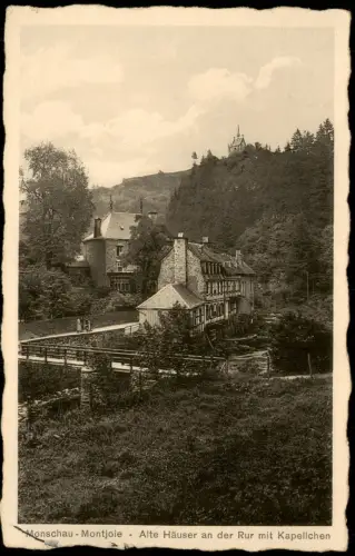 Monschau/Eifel Montjoie Alte Häuser an der Kur mit Kapellchen 1938