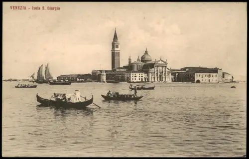 Cartolina Venedig Venezia Venice Isola S. Giorgio Gondeln 1912