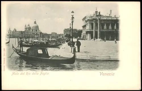 Cartolina Venedig Venezia Molo dal Rio della Paglia - Gondeln 1906