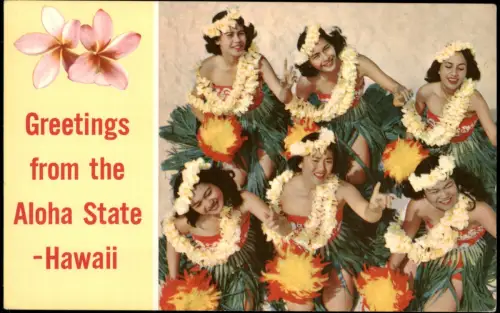 Postcard _Hawaii Allgemein Aloha State hula Girls Frauen 1971