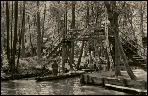 Ansichtskarte .Brandenburg Brücke Kähne Fotokarte Spreewald 1963