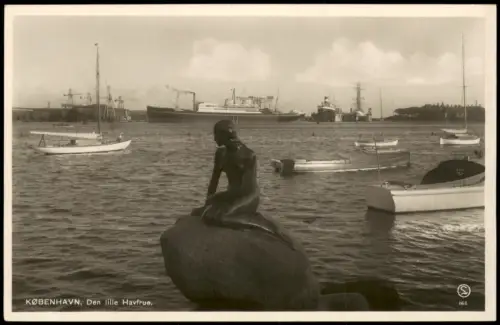 Kopenhagen København Meerjungfrau Nixe Meerfrau Schiffe Fotokarte 1930