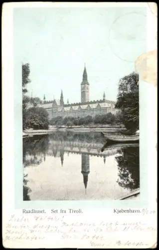Postcard Kopenhagen København Raadhuset. Set fra Tivoli. 1904