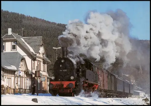 Ansichtskarte Manebach-Ilmenau Dampflokomotive im Bahnhof Winter 2005
