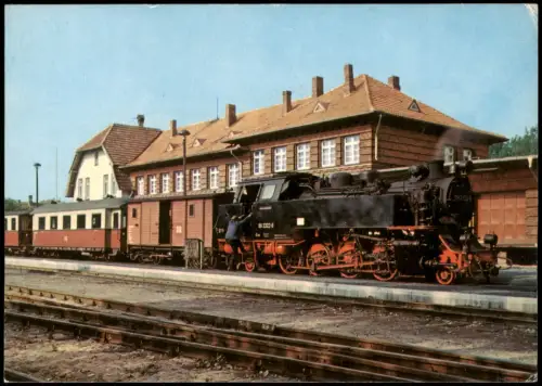Ansichtskarte Bad Doberan Bahnhof Dampflokomotive 1984