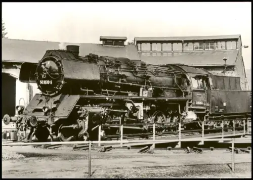 Ansichtskarte Nossen Dampflokomotive Baureihe 50.35-37 Bahnbetriebswerk 1982