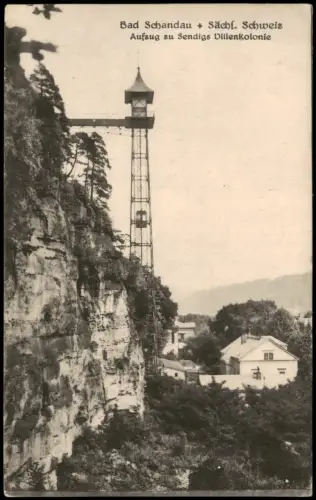 Ansichtskarte Bad Schandau Aufzug zu Sendigs Villen-Kolonie 1910
