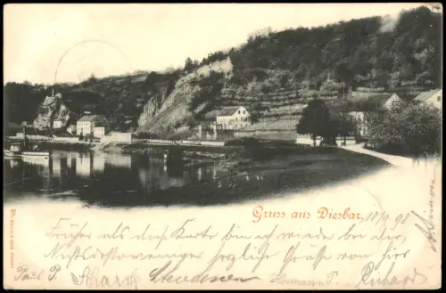 Diesbar Nünchritz Elbe Gruss aus  Elbe Partie 1898 COTTBUS Ankunftsstempel